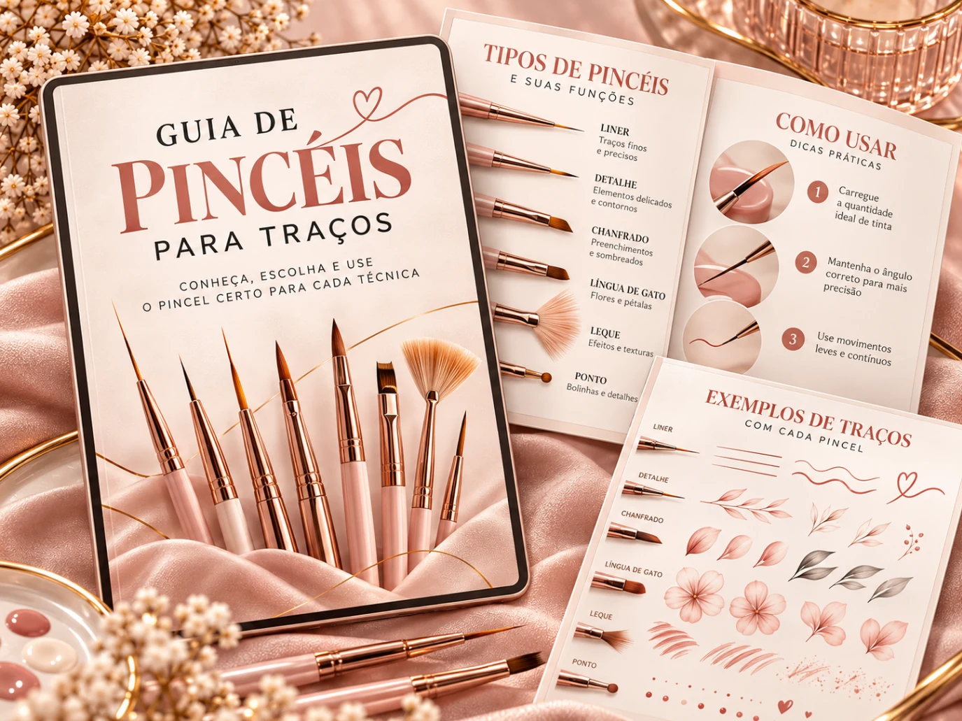 Guia de Pincéis para Traços e suas páginas com tipos de pincéis